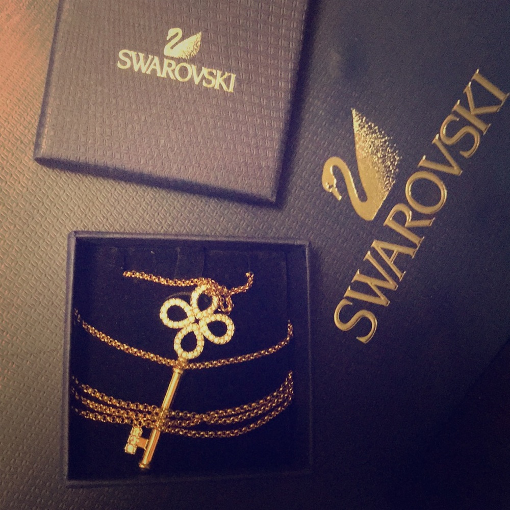 Swarovski Gold Key Pendant